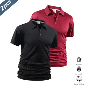 Men's Quick-Drying Two-Piece Short-Sleeve Golf/Tennis POLO Shirt, Breathable Quick-Drying Comfortable, Comfortable Equestrian Clothing with Color-Matching Neckline and Cuffs, Medium, SpringStatements