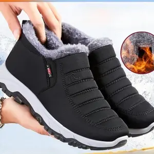 Snow Boots for Men Winter: Warm Fur Lined Ankle Booties Comfortable Waterproof Slip On Lightweight Mens Boots