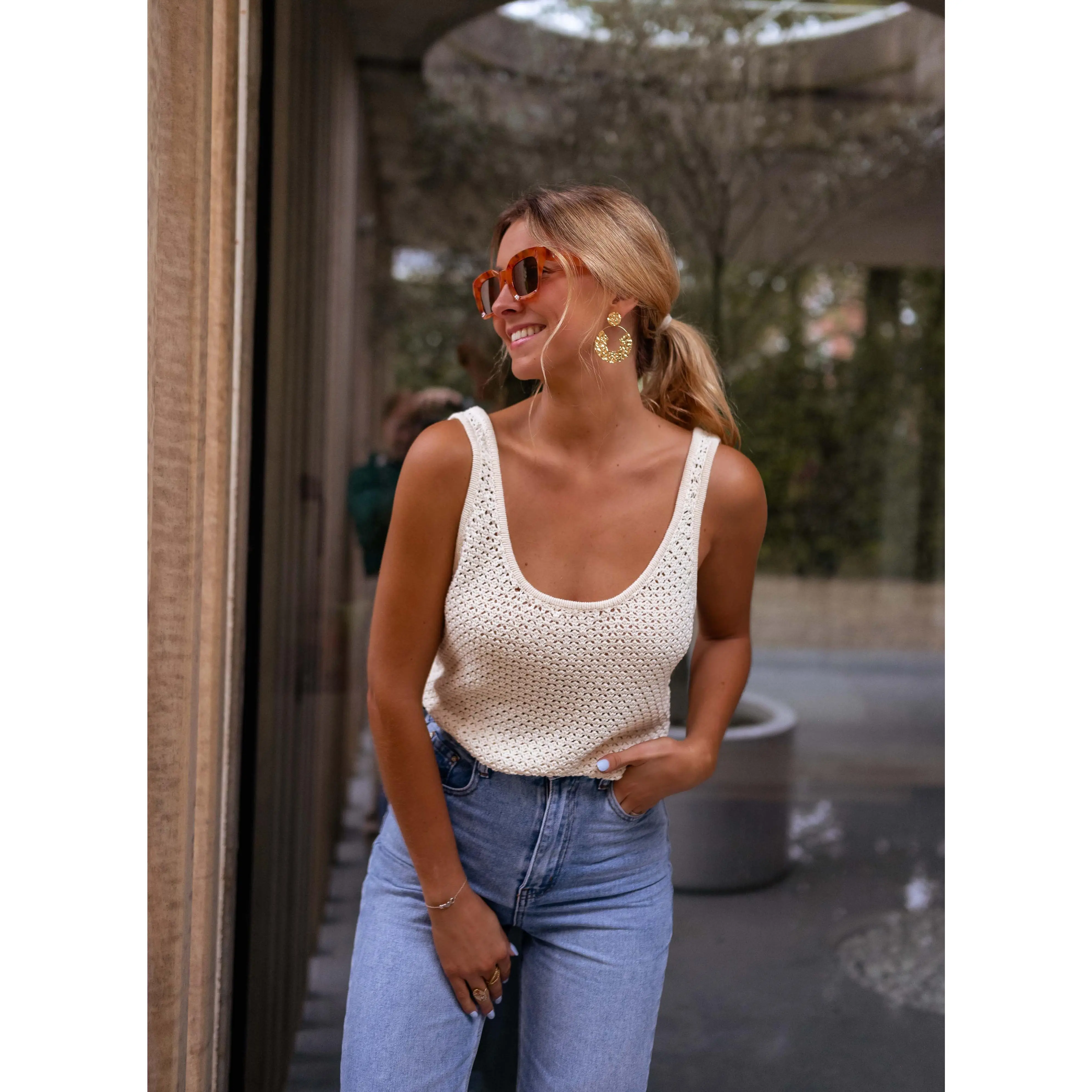 Ecru Crochet Camil Top
