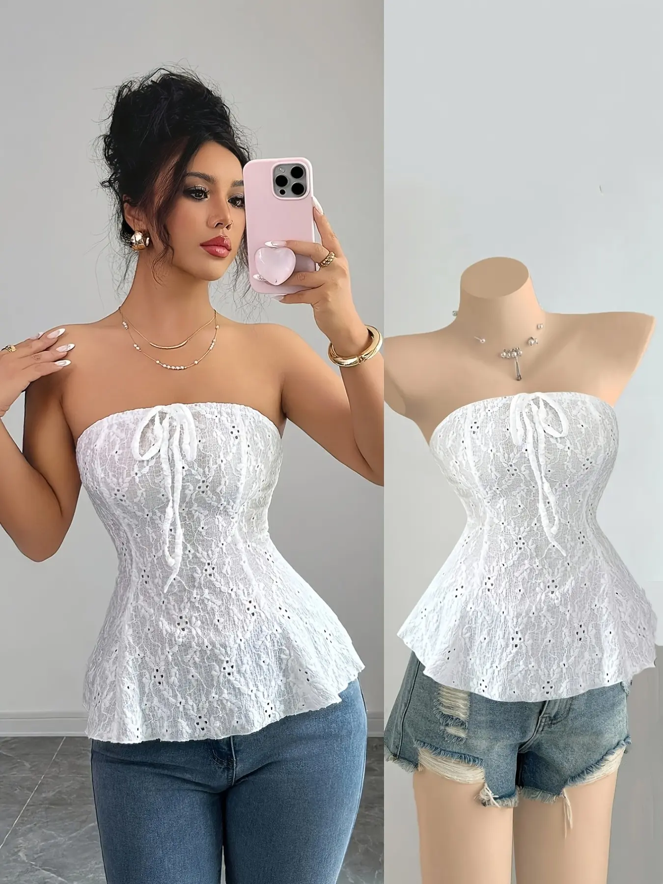 New Sweet Spicy French Halter Top, Bow Tie, Elastic Jacquard Fabric, Slim Fit Short Tank Vest, Elegant Chic Sleeveless Women's Fashion, Elegance, Womenswear