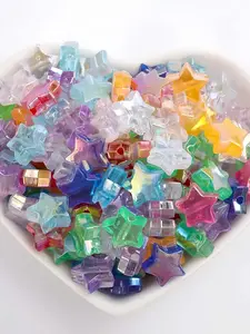 100 Colorful Acrylic Loose Spacer Beads, 10mm Shiny Star Beads for Jewelry Making, Ideal for Bracelets and Necklaces