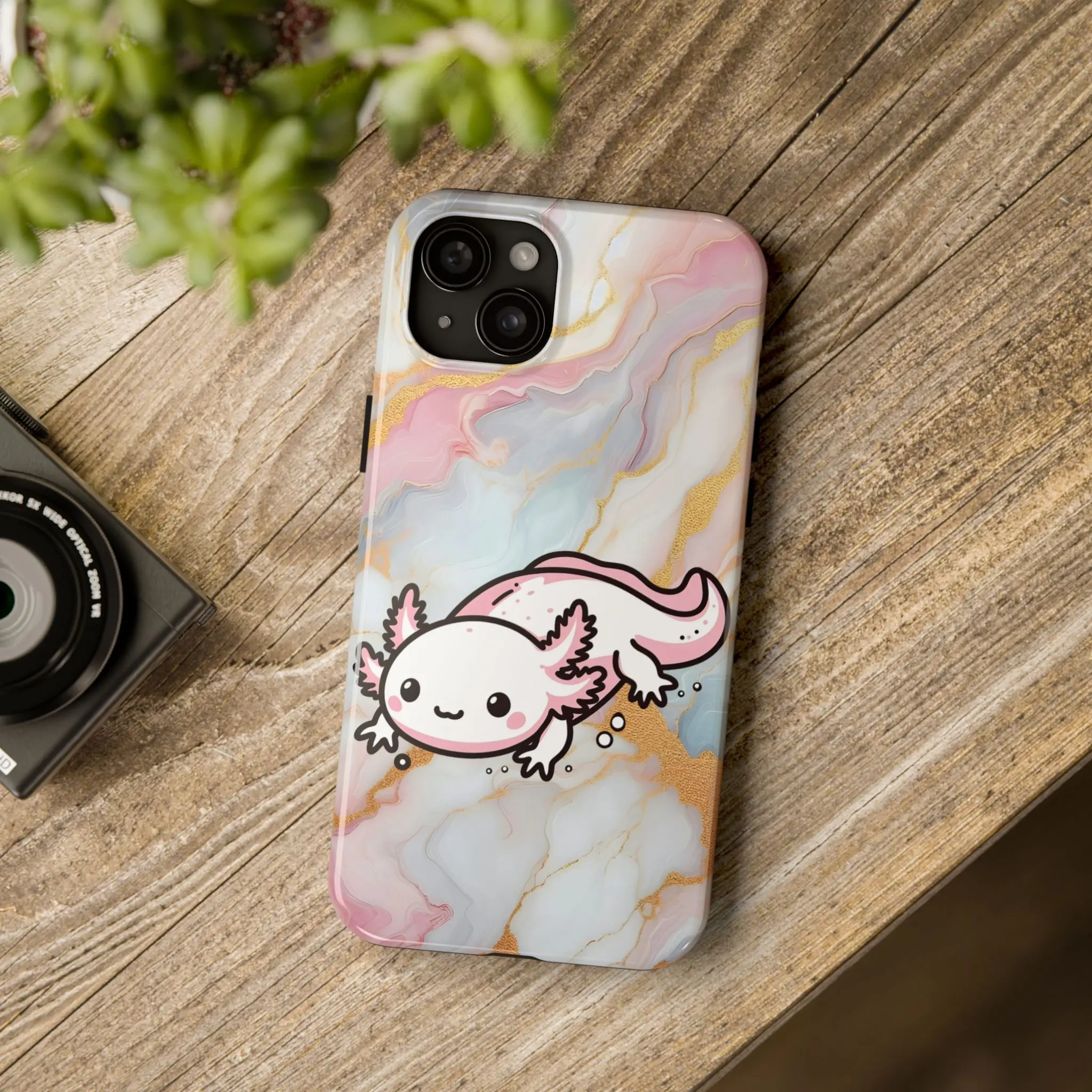 Cute Axolotl iPhone Case for 16 & 15 – Fits all PLUS, PRO & PRO MAX versions of iPhone 16 & 15 – Axolotl Art