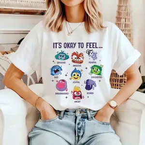 Insidee Out It's Okay To Feel All The Feels Tshirt, Mental Health Shirt, Inclusion Shirt Inside Out Speech Therapy Top Womenswear Cotton Summer Casual
