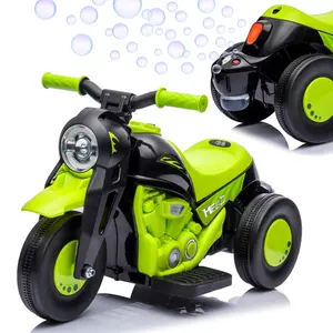 Ride On Bubble Motorcycle for Kids,6V Battery Powered Electric Motorcycle with Bubble Maker,3-Wheeler Ride On Toy Motorbike with Light and Music,Birthday Gift for Kids,Green
