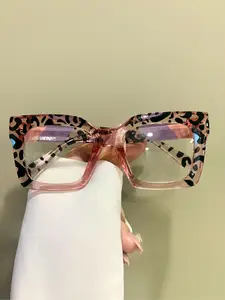 Trendy Leopard/Striped Pattern Eyeglasses, Fashionable Anti-blue Light Eyeglasses for Women & Men, Fashion Eyeglasses for Daily Wear, Square Frame Eyewear