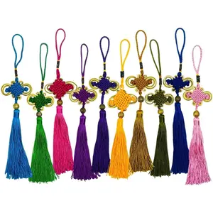 10x 10 inches  Silky Floss Chinese Knot Tassel with  Satin Silk Made Chinese Knots for  and   Decoration (Mixed 1)