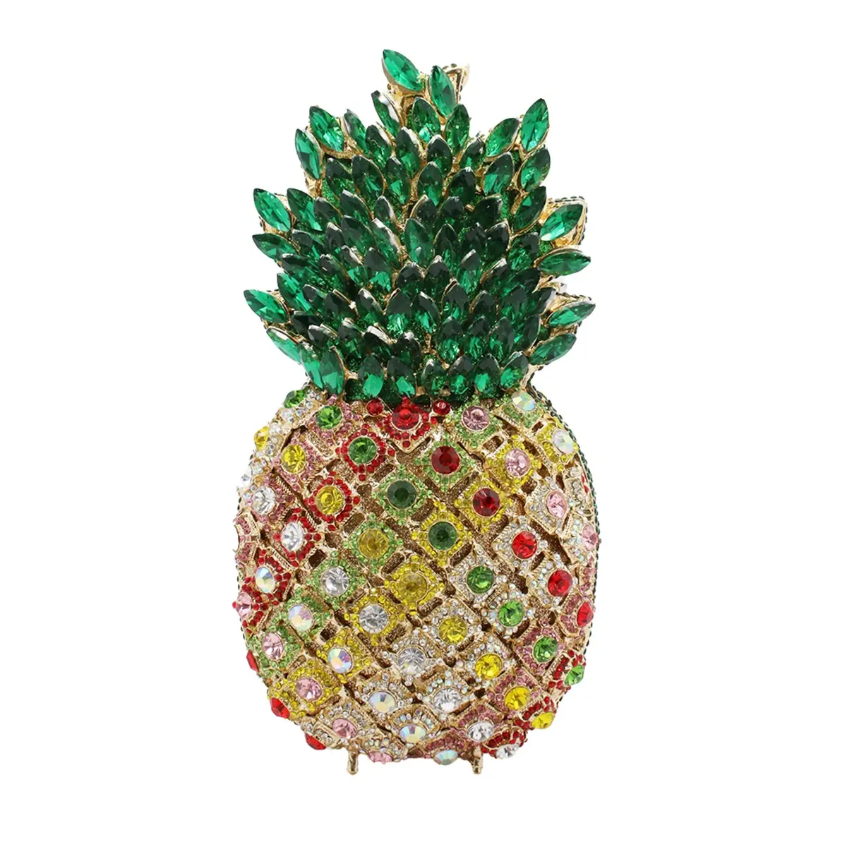 Pineapple Style Rhinestone Clutch Realistic Evening Bag Shining Crystal Purse