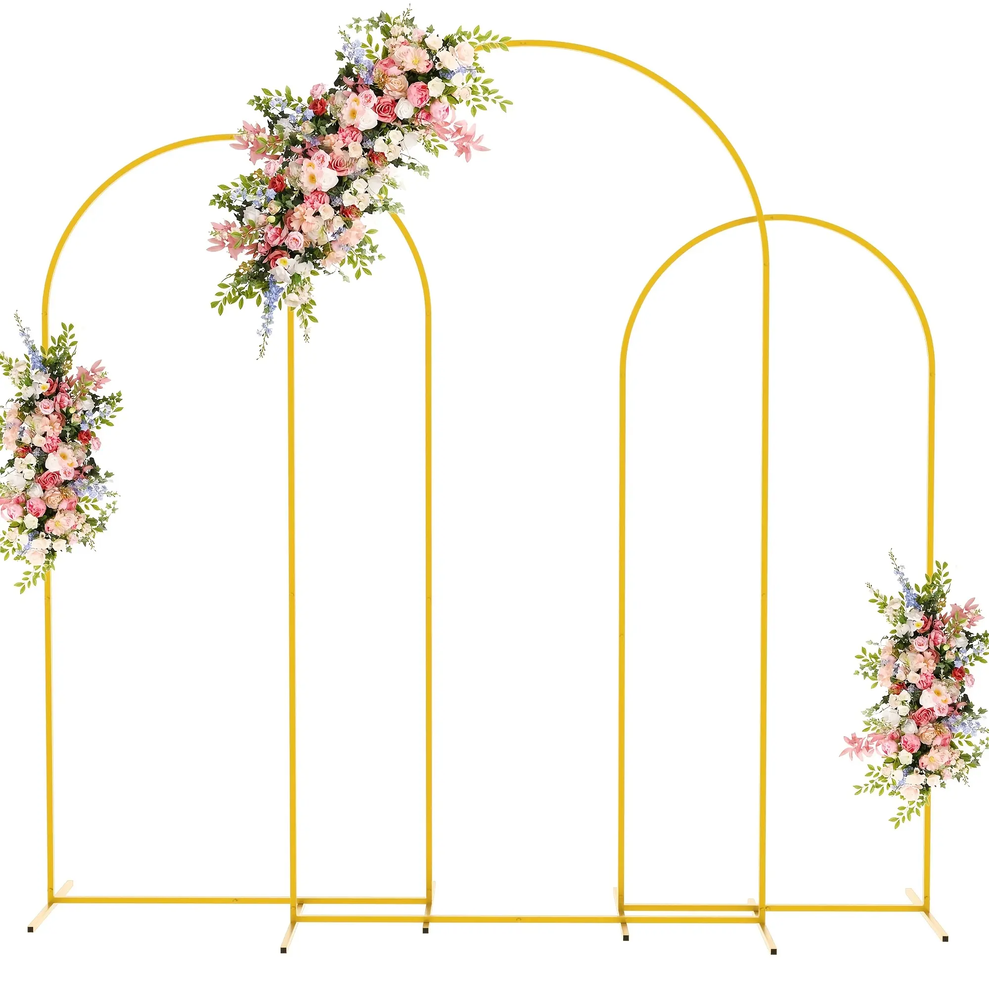 2/3 Set Metal Arch Backdrop Stand, Gold Wedding Arch Stand, Garden Floral Balloon Arch Decoration, Square Arch Frame, Suitable for Weddings, Birthday Parties, Graduation Ceremonies Decoration, Party Pack, Wedding Decoration