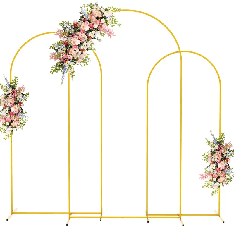 2/3 Set Metal Arch Backdrop Stand, Gold Wedding Arch Stand, Garden Floral Balloon Arch Decoration, Square Arch Frame, Suitable for Weddings, Birthday Parties, Graduation Ceremonies Decoration, Party Pack, Wedding Decoration