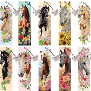 DIY Diamond Painting Bookmark Set, 10 Pieces, Crystal Stickers, Floral Butterfly Design, Reading Markers, Craft Kit, Gift Accessory