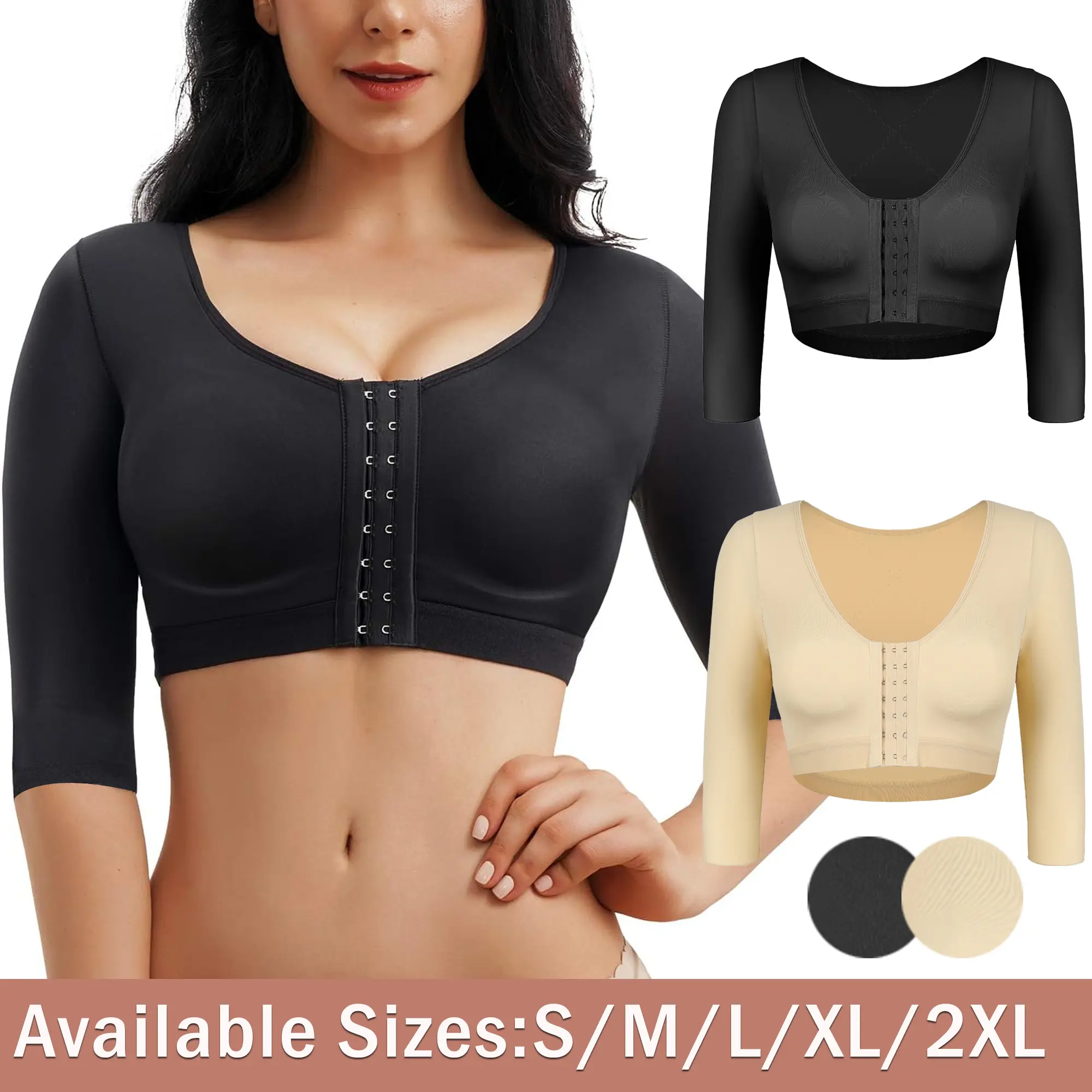 Arm Shaper for Women Post Surgery Arm Fajas Compression Sleeves Arm Front Closure Shapewear Bras Womenswear Basic Minimalist