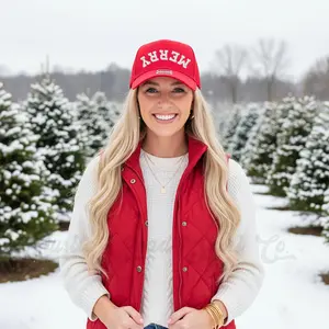 Merry Trucker Hat, Christmas Embroidered Hat, Christmas Trucker Hat, Funny Christmas Gift, Trending Trucker Hat