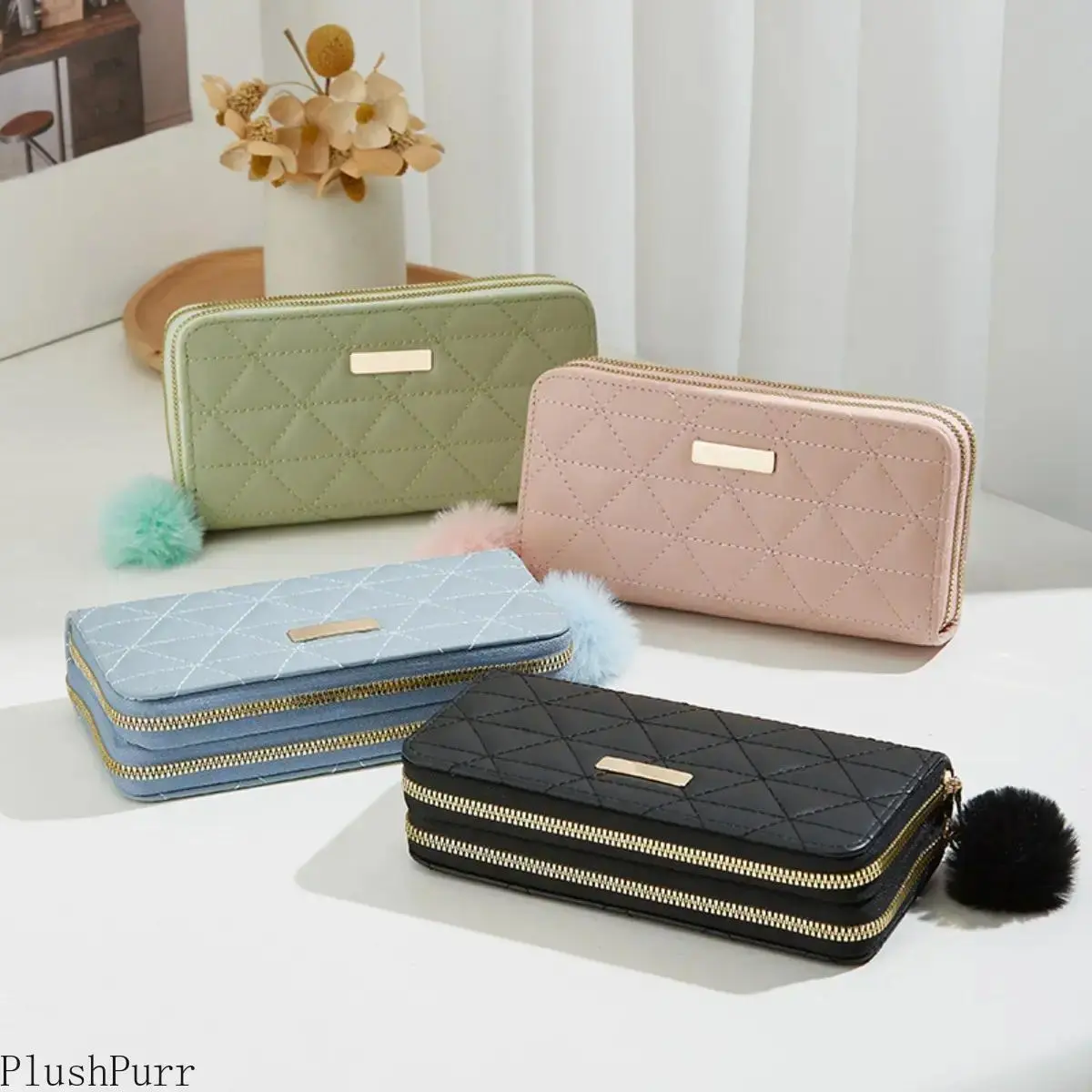 Women's 1-Pack Long Slim Embroidery Wallet - Geometric Sequin Clutch, Lightweight Zip-Closure Pouch with Multiple Card Slots for Evening Party, Daily Use, Women's Clutches & Wristlets, Pouch Women's Clutches & Wristlets tiktokshopbacktoschool