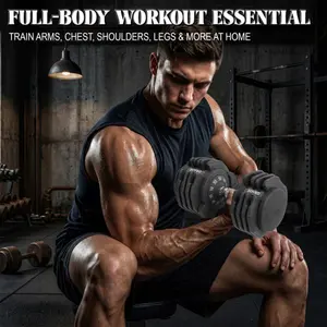 A Must-Have for Tough GuysQuick-Select Adjustable Dumbbell (5-55 LBS) with Non-Slip Grip and Stable Base, for Home Gym Strength Training