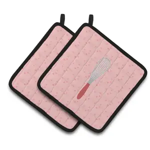 212 MAIN Wisk Pink Fabric Pot Holders, Thick, 2-Piece Set for Kitchen Bakeware and Oven Use
