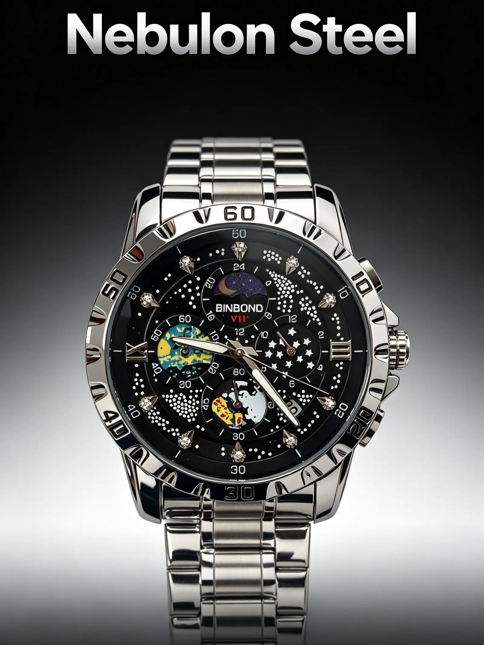 M-0048 Nebulon Steel Cosmic Men's luxury watch, Men’s Wrist Watch,Men’s Luxury Style stainless Watch