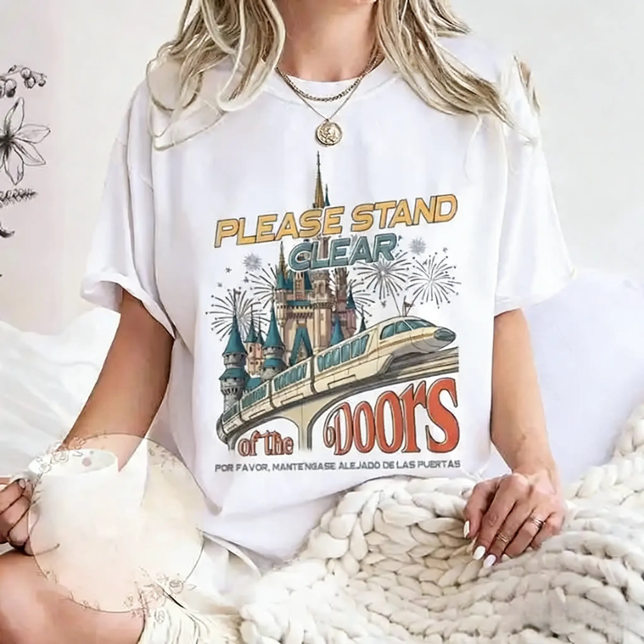 Vintage Please Stand Clear of the Doors T-Shirt, Walt Monorail Shirt, Castle Tee, Magic Kingdom Transportation Shirt Fit Casual Garment Graphic Breathable t shirts women