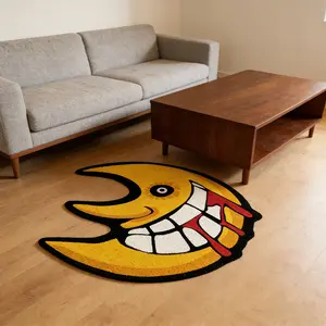 Moon Pattern Creative Carpet, Soft Comfortable Non-Slip Mat, Bedroom Living Room Decor, Home Decor Rugs, Us Style Cartoon Rug, Decorative Area Rug
