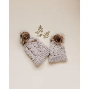 Mommy & Me Cozy Knit Beanie in Beige