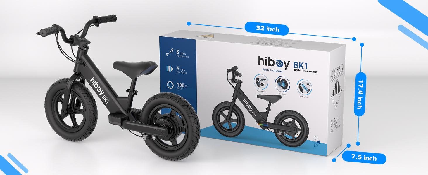 Hiboy Electric Balance Bike for Kids, 12-Inch Tires, 5.6/9 mph, Adjustable Seat, Up to 4.9 Miles, Electric Bike for Kids Ages 3–5
