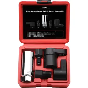 5 Pcs Automotive Oxygen Sensor Socket Wrench Remover Tool and Thread Chaser Set