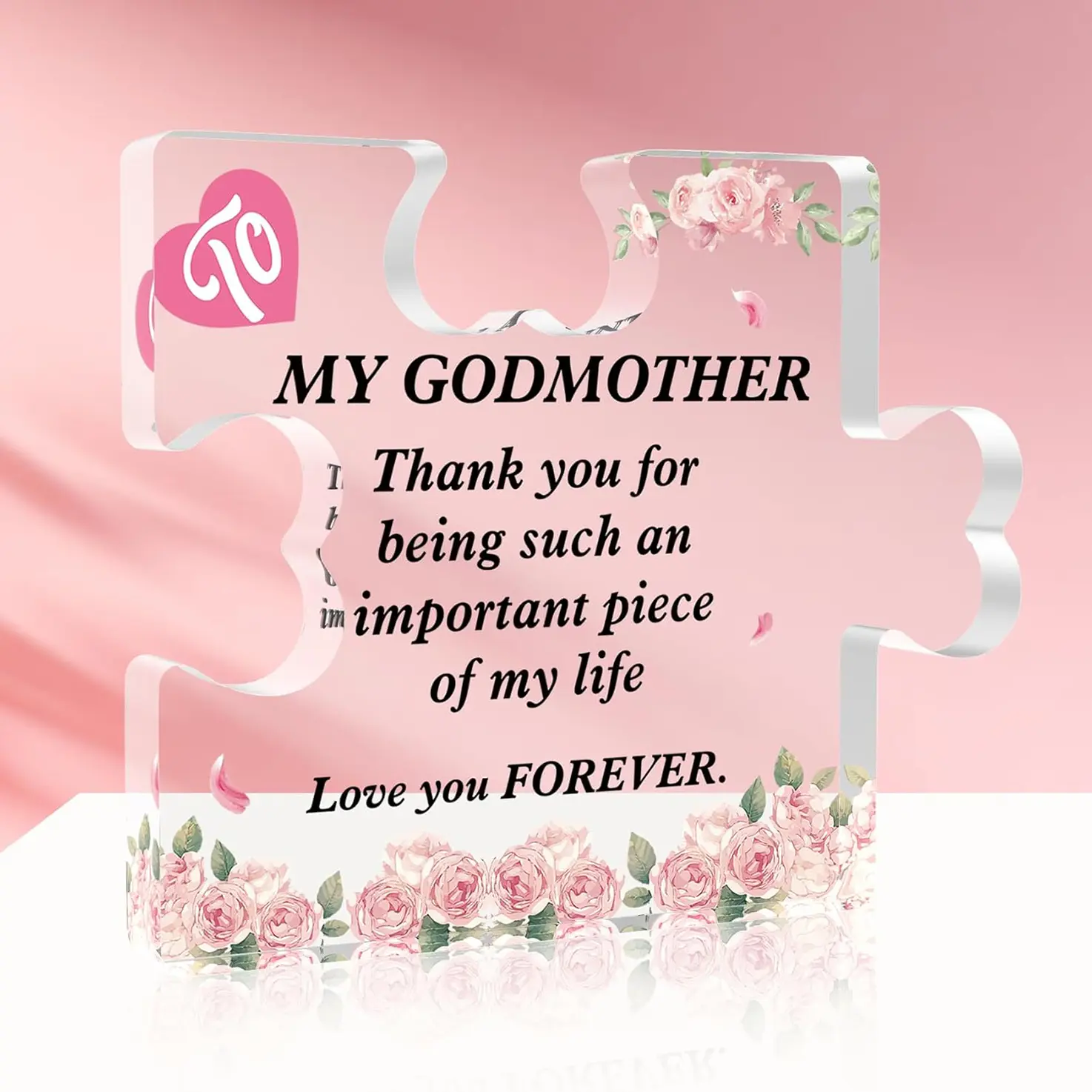 Godmother Gift Madrina Gifts God Mother Gifts For Women Acrylic Puzzle Personalized Plaque, Godmother Gift from Godchild for God Mom Birthday Anniversary Christmas Valentines, 'Thank You' Desktop Home Decorations, Acrylic Plaque Sign