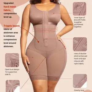 Women's Post-Op Elastic Compression Chest & Leg Wrap Shapewear - Tummy Control, Built-In Bra, Lace Detailing, Customized Spandex-Nylon Mesh Fabric for Secure Under-Clothes Fit