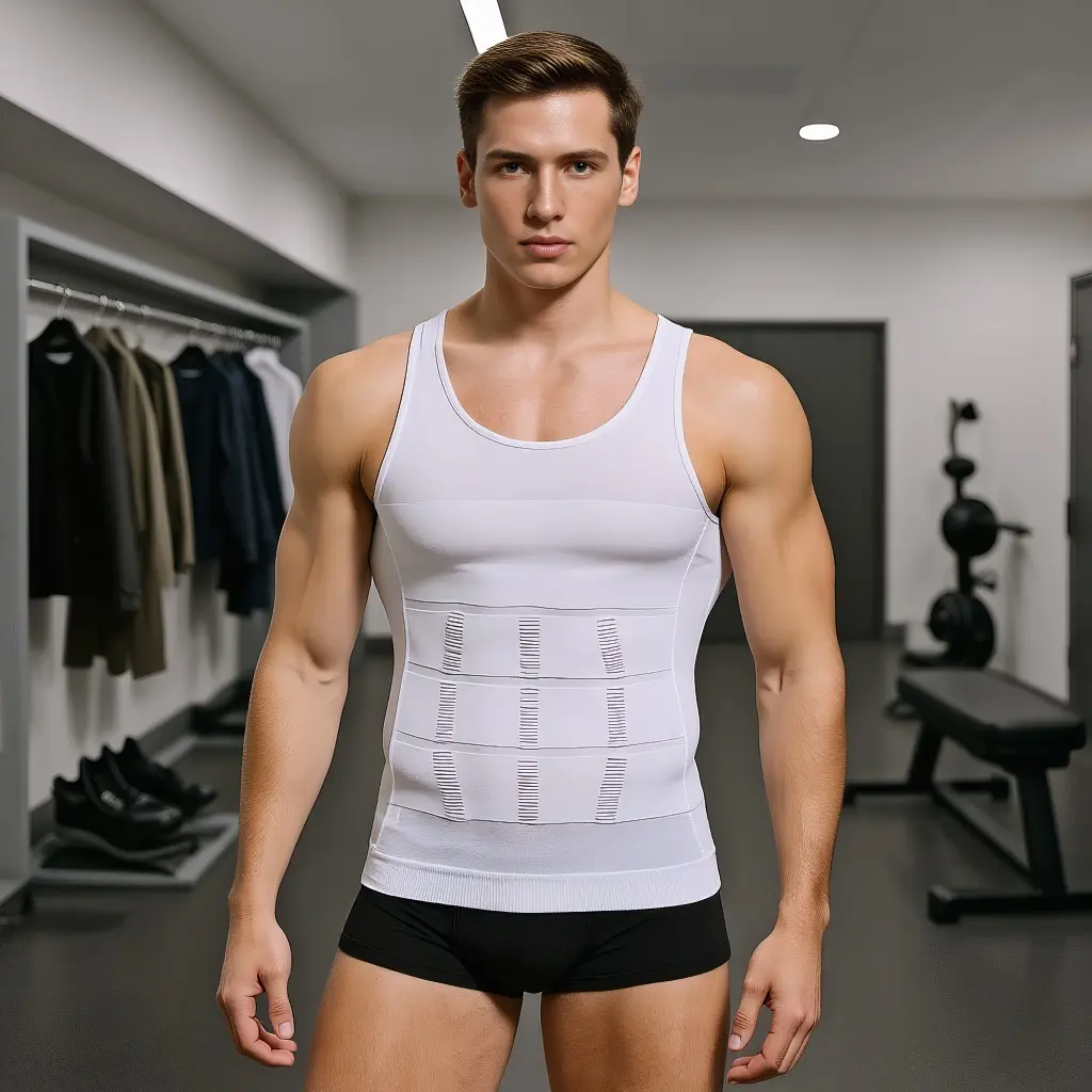 2pcs Men Round Neck Compression Tank Top,Men Shaping Vest,Men Sleeveless Shirt Shapewear,Men GYM Workout Fitness Shirts Tank Tops Shirts Menswear & Underwear,Men's Underwear For All Seasons Bestie