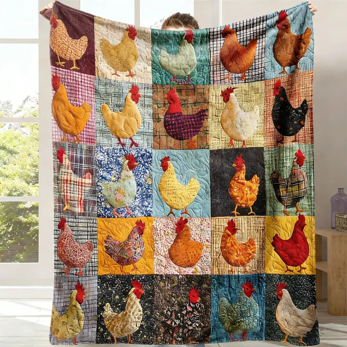 【Summer Sale Deals】Cute Chicken Pattern Fleece Blanket, 1 Count Soft Comfortable Throw Blanket, Warm Nap Blanket for Home Office Travel Camping, Soft Fluffy Blanket gift