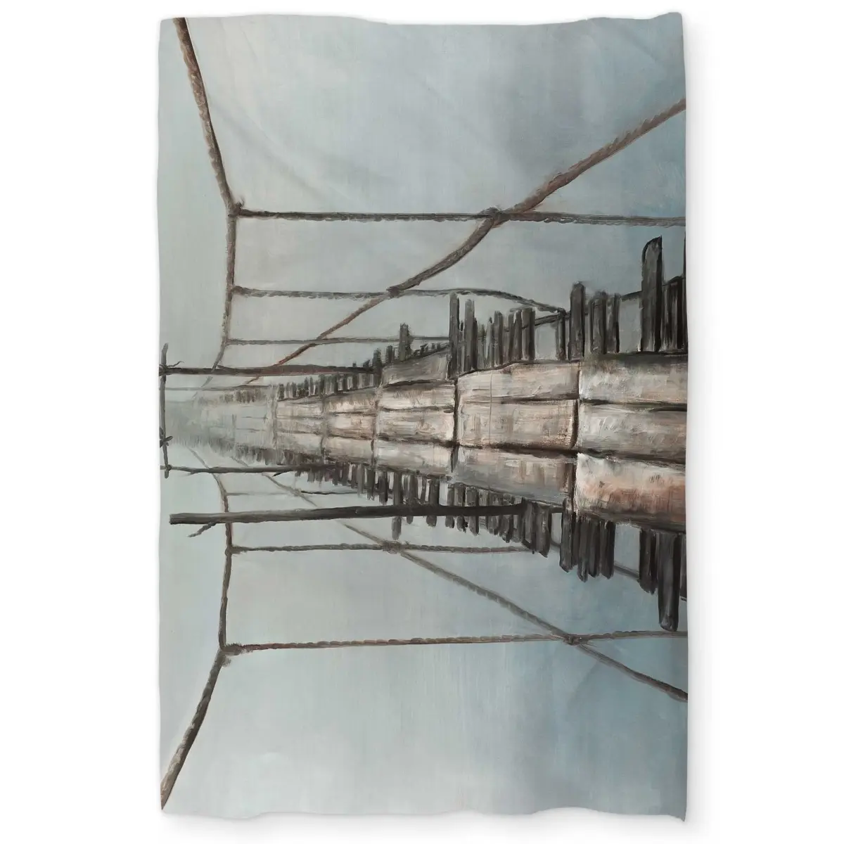 212 MAIN Printed Face Bridge Print Duvet Cover - Old Abandoned Design, Gray, Twin Extra Long Size, Machine-Washable Textile Bedding for Twin Beds
