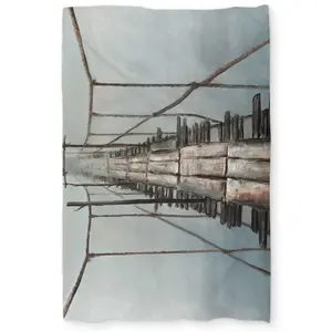 Begin Home Decor C1DCTXLWCMUFN0 Old Abandoned Bridge - Bridge Gray Twin Size Extra Long Duvet Cover