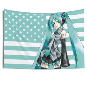 Anime Hatsune Miku Flag 3x5 Feet Durable Funny Banner Tapestry for Wall Decoration College Dormitory Indoor Outdoor Party Versatile Room Decor - Decorating