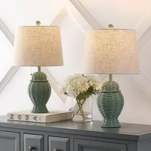 JONATHAN Y Margie Wicker Bohemian Rustic Iron LED Table Lamp , for bedroom, living room, foyer, hallways, dining room, dorms