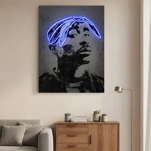 Framed Vibrant Tupac  Canvas Printing -  Wall Art, Suitable for Music Enthusiasts, Perfect for Bedroom, Living Room, Kitchen, and Office Decoration
