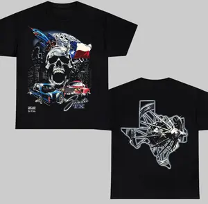 Houston TX Slab Culture Skull T-Shirt, Texas Flag Slab Culture Graphic Car Streetwear, H-Town Pride Apparel, Men’s Graphic Tee Car Lover Shirt Made in USA