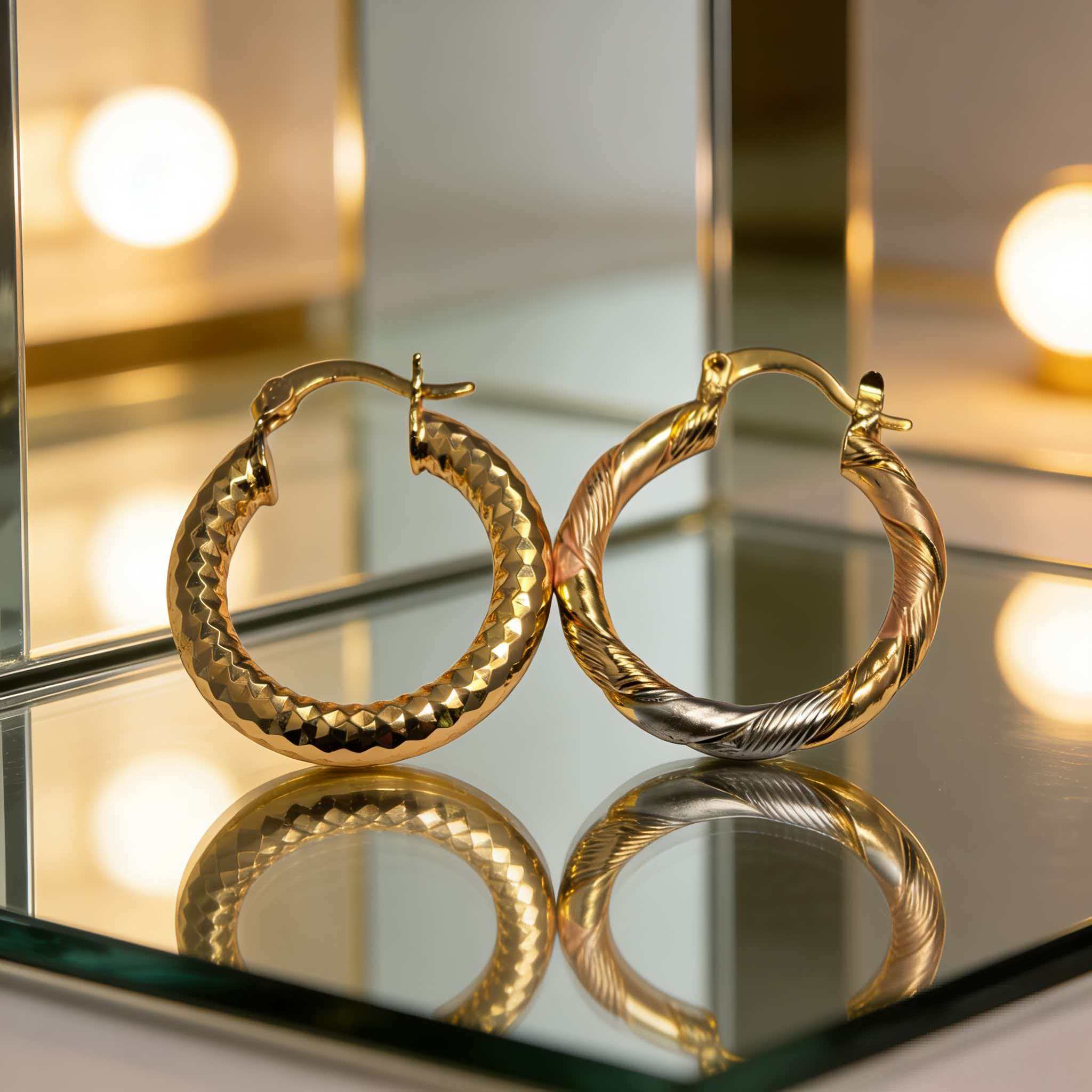 Hypoallergenic 18K Real Gold Plated Hoop Earrings Set Waterproof Long Lasting Color Retention for Everyday Wear