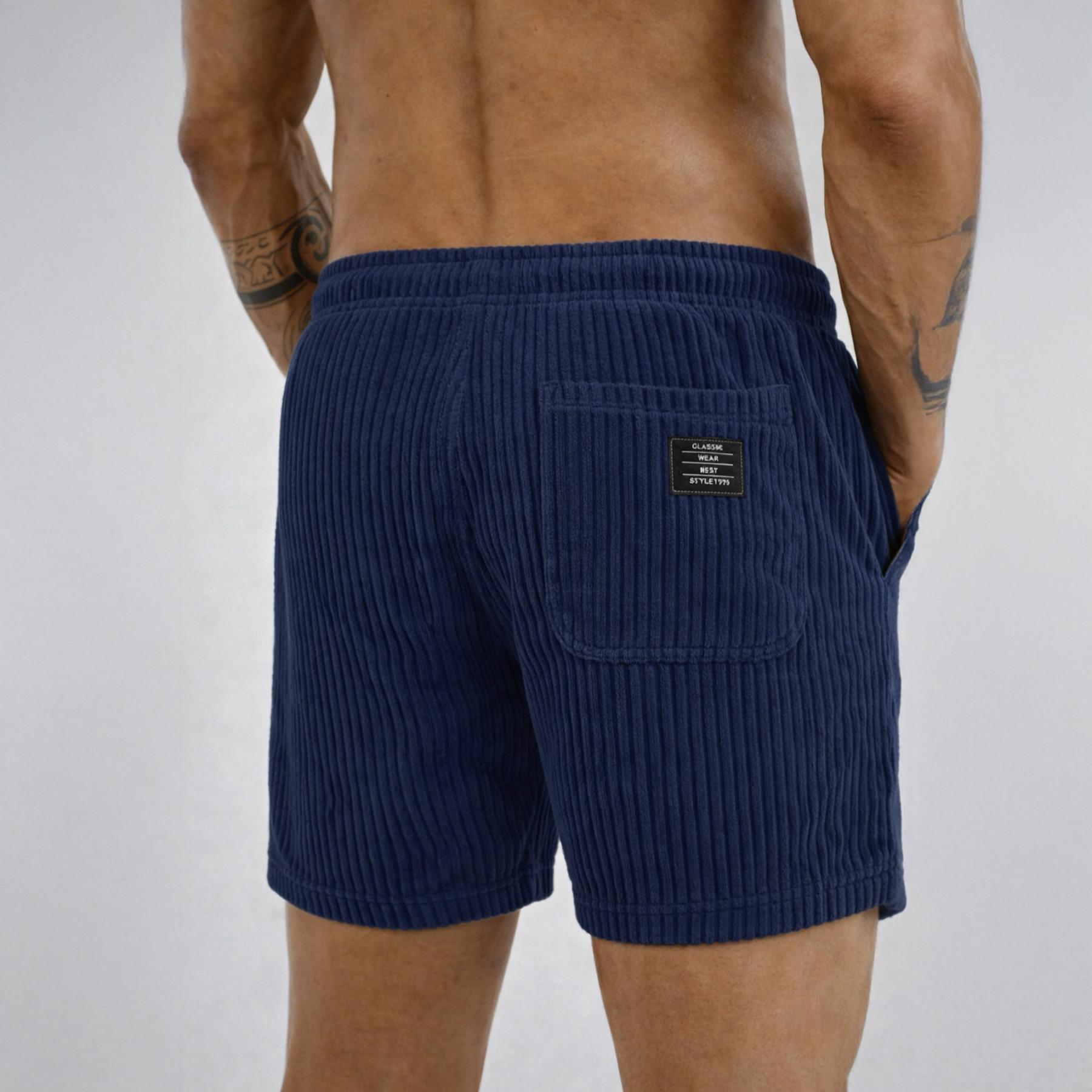 2-Pack Men's Corduroy Drawstring Shorts: Above-Knee Lounge Shorts with a Comfortable Elastic Waistband and Side Pockets—A Casual Multipack for Everyday Wear, Home, Travel, and Weekend Outfits. Easy to Mix and Match for Everyday Style.
