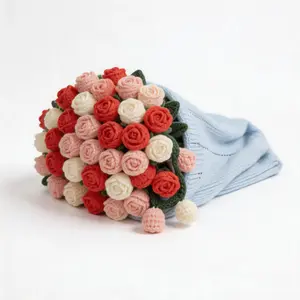 2-in-1 Rose Bouquet Blanket, Soft Warm Eternal Rose Sofa Throw Blanket, Perfect Gift for Wedding Birthday Couple Friends