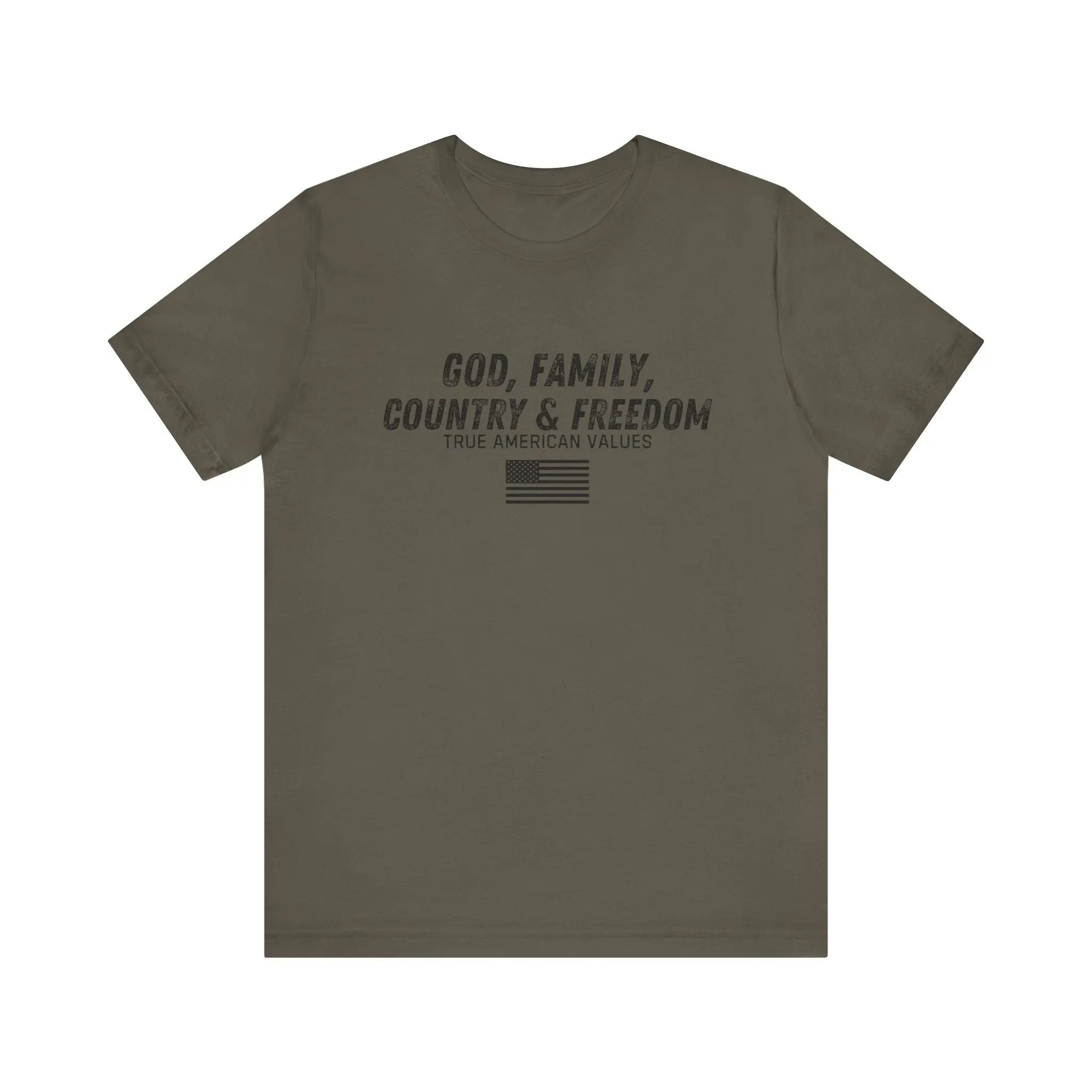 God Family Country Freedom Unisex Tee, Patriotic America Shirt, USA Independence Day Top, American Pride Tshirt, 4th of July Gift Casual Collar Cotton Menswear