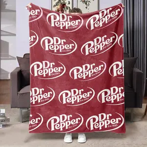 Dr Pepper Classic Logo Flannel Throw Blanket, Soft Skin-Friendly Fabric, Warm and Cozy, Perfect Gift for Brand Lovers, Home Decor