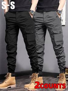 men's solid drawstring waist cargo pants, fashion casual pocket elastic waist trousers for daily wear, men's bottoms for all seasons