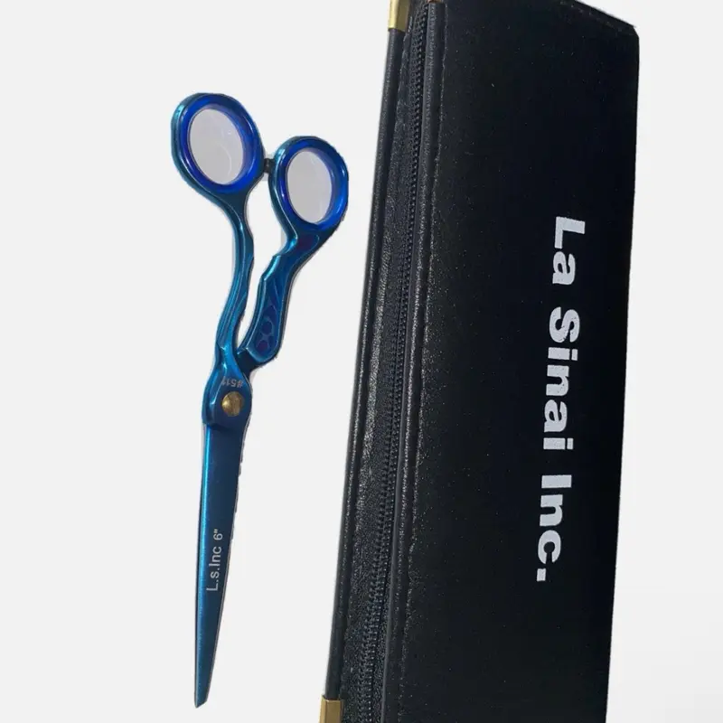 Barber Hair Cutting Scissor | 6 in. |Stainless Steel | Fancy Blue |With Case