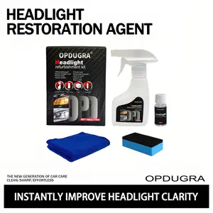 Car Headlight Restoration Kit (180ML Cleaning Solution+10ML Crystal Coating),Repairs Oxidized and Yellowed Headlights,Crystal Clear Coating