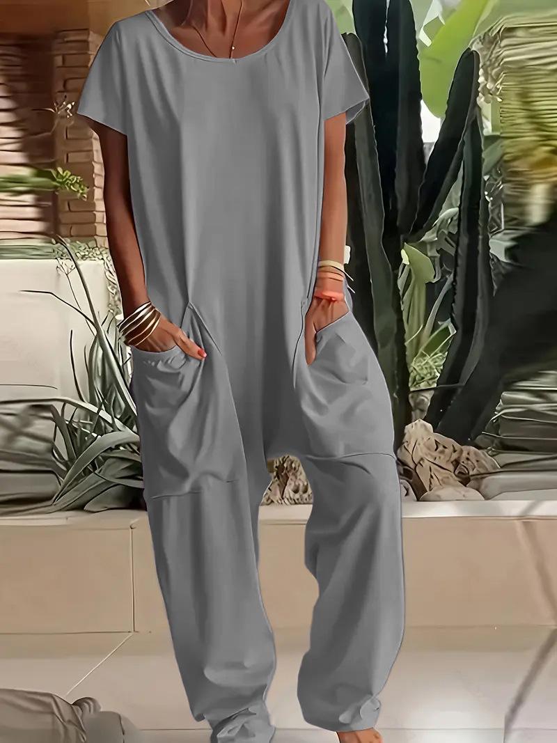 2026 Oversized Women's Harem Jumpsuit, Bohemian Style One-Piece Romper, Casual Fashion With Side Pockets, Spring & Summer Wear.