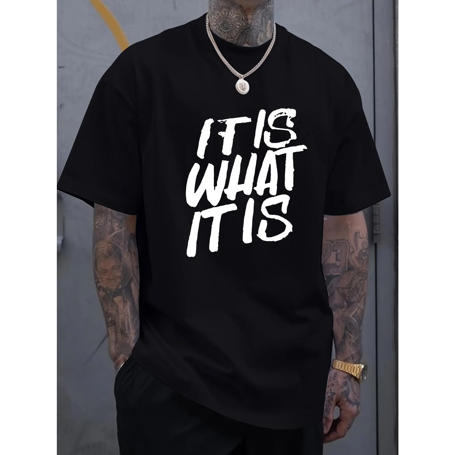 100% Cotton Men's Cotton T-Shirt - Geometric Print, Short Sleeve, Crew Neck, Breathable & Stretch for Casual Wear