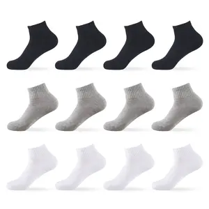 12 Pairs Unisex Cushion Quarter Socks Cotton Blend Athletic Sports Workout Running Socks Comfort Cozy Sweat-absorbing Anti-Slip Comfy Value Pack