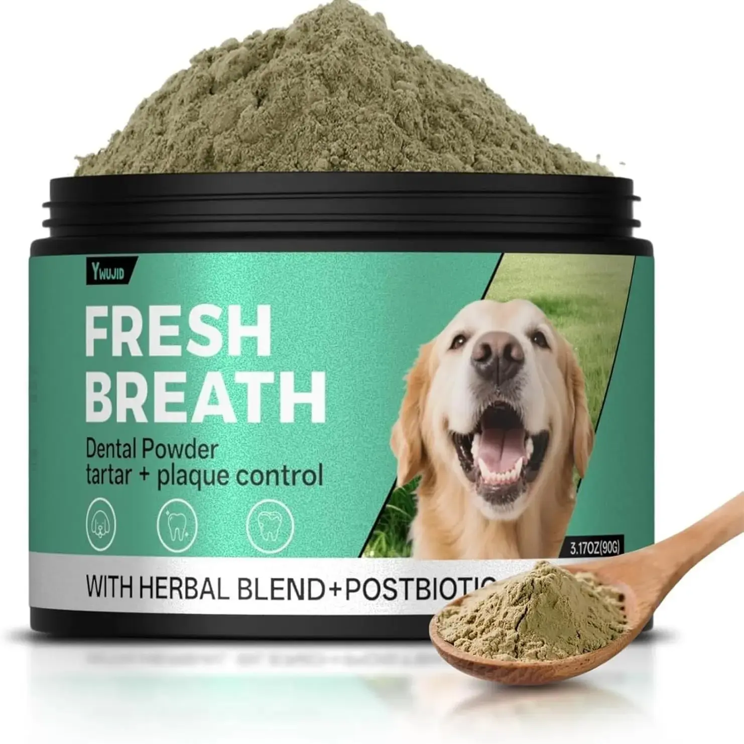 Pet Honesty Professional Dog Dental Powder – Freshens Breath, Removes Plaque & Tartar – Natural Herbal Blend + Postbiotics – Vet-Recommended Oral Care for All Breeds & Sizes