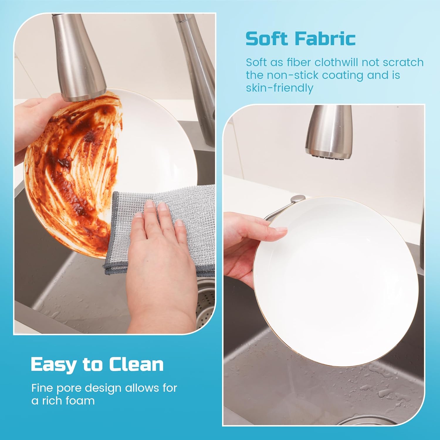 12PCS 3-Layer Metal Dish Cloth No Scratch & Odor Free, Multipurpose Wire Dishwashing Rags for Kitchen Cleaning, Non-Scratch Dish Cloth for Dishes, Sink, Stove, Reusable Wet & Dry (7.08 x 8.86 in)