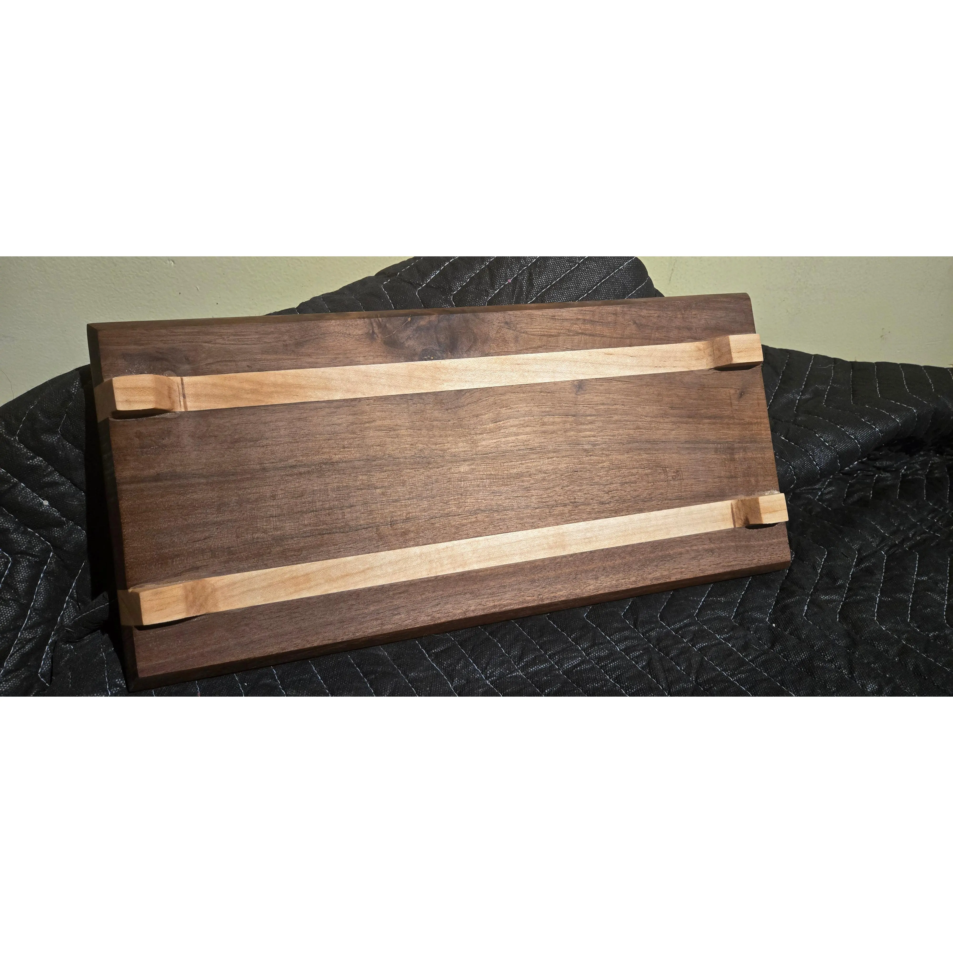 Handmade Walnut Serving & Charcuterie Board with Built-In Maple Feet – 17.25 x 8.25"