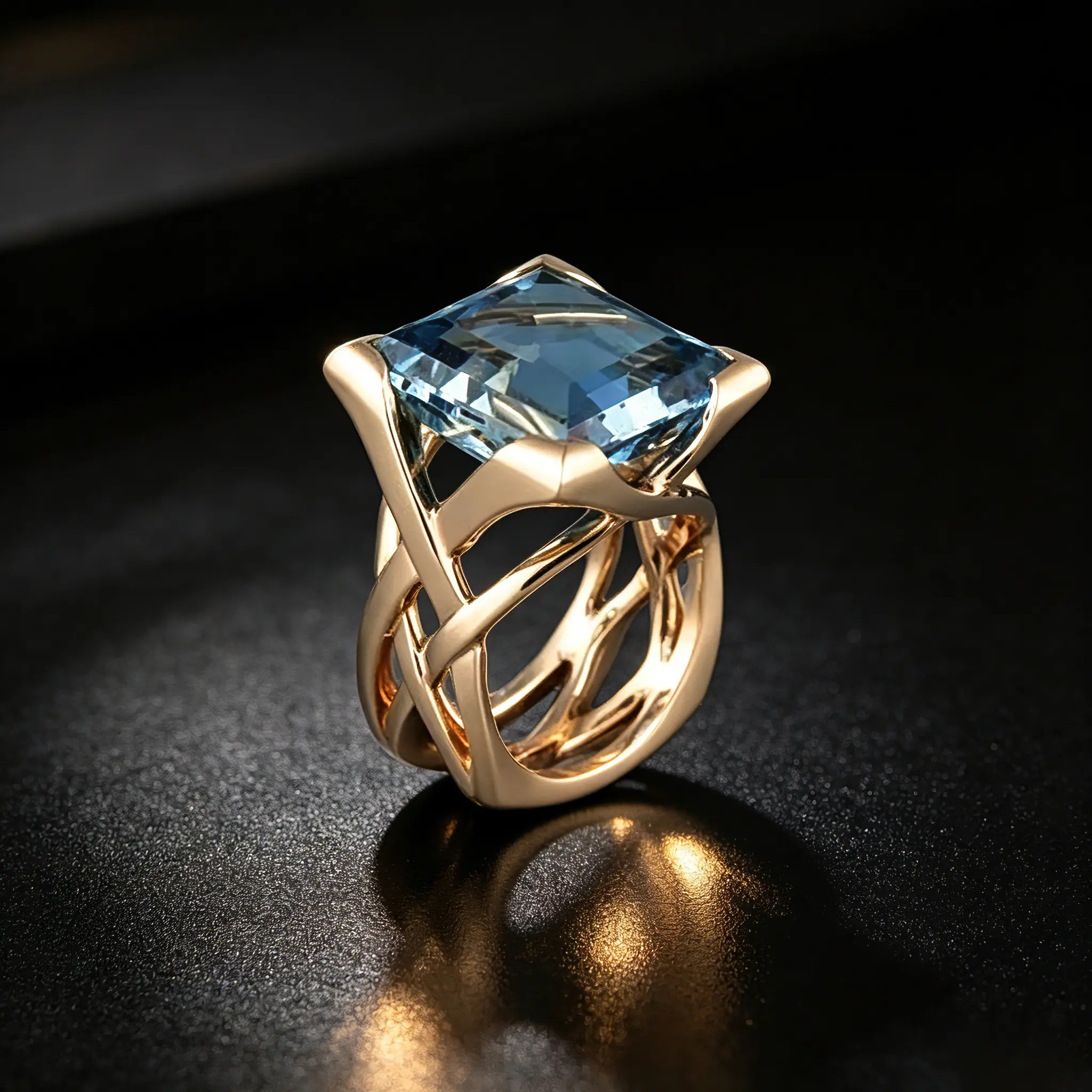 Elegant and stylish women's ring; a minimalist, luxury-inspired sea-blue synthetic zirconia ring; a delicate gift ring; a trendy women's ring perfect for stacking; the perfect gift for her.